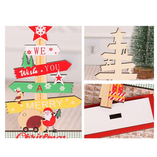 Мини-Рождественская елка Деревянное украшение с надписями Прекрасный мультяшный деревянный рождественский елочный декор Рождественская вечеринка Украшение домашнего стола