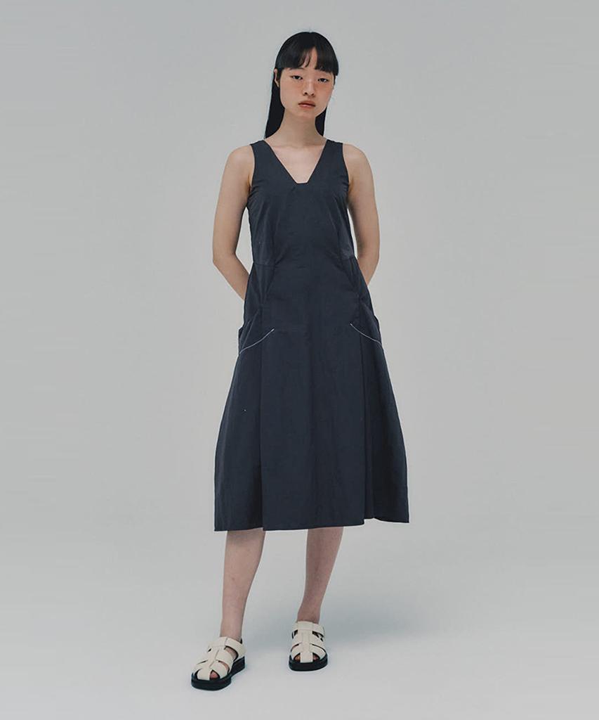 Awi Stitched Nylon Dress_Charcoal