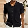 Мужская рубашка с лацканами, однобортный сплошной цвет, тонкий мягкий кардиган с короткими рукавами, ажурный вязаный