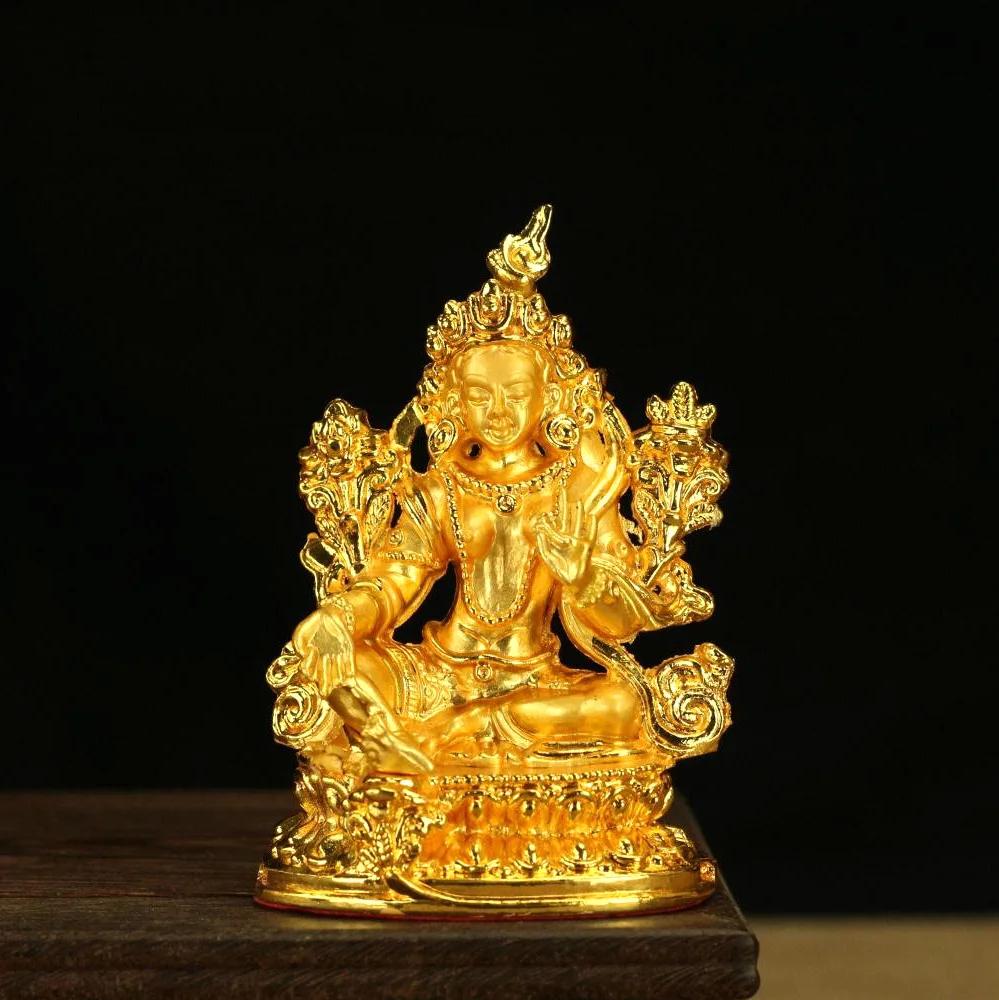 1PCS 3-inch Alloy Manjusri Four Armed Lotus Master White Green Tara Diamond Buddha Home Desktop Decoration