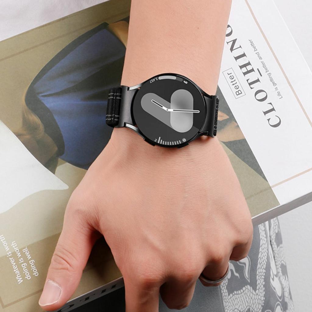 For Samsung Galaxy Watch7 44mm / 40mm Watch Band Quick Release Button Wave Pattern Magic Tape Nylon Wrist Strap