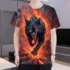 3D Digital Printing Fierce Hungry Wolf Pattern Summer Men's Loose Comfortable Round Neck Pullover Street Sports T-Shirts Men’s