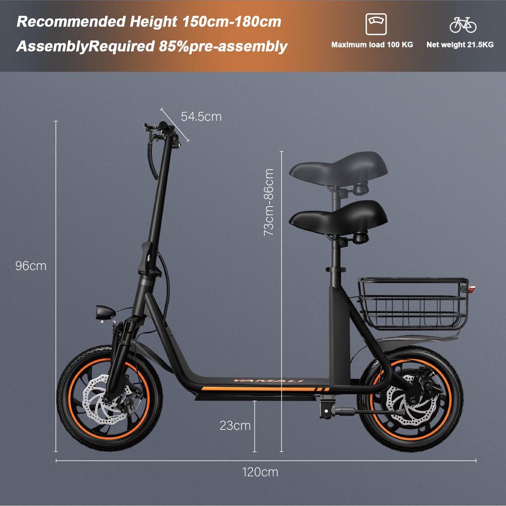 YAMALI X12 350W Складной Электровелосипед 36В 13Ач 12" Толстые Шины Электровелосипед для Взрослых, 25км/ч, 35-40км Запас Хода, Легкий Городской Велосипед