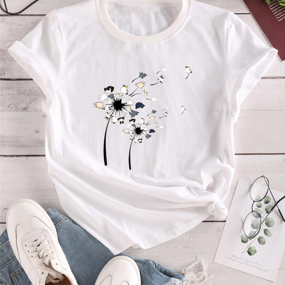 Летняя женская футболка больших размеров с принтом в виде сердца и следа собаки, мягкая и эластичная повседневная рубашка, уличная модная одежда