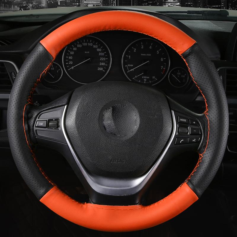 38 см чехол на руль автомобиля искусственная кожа сращивание противоскользящий плетеный чехол для руля с игольчатыми нитками
