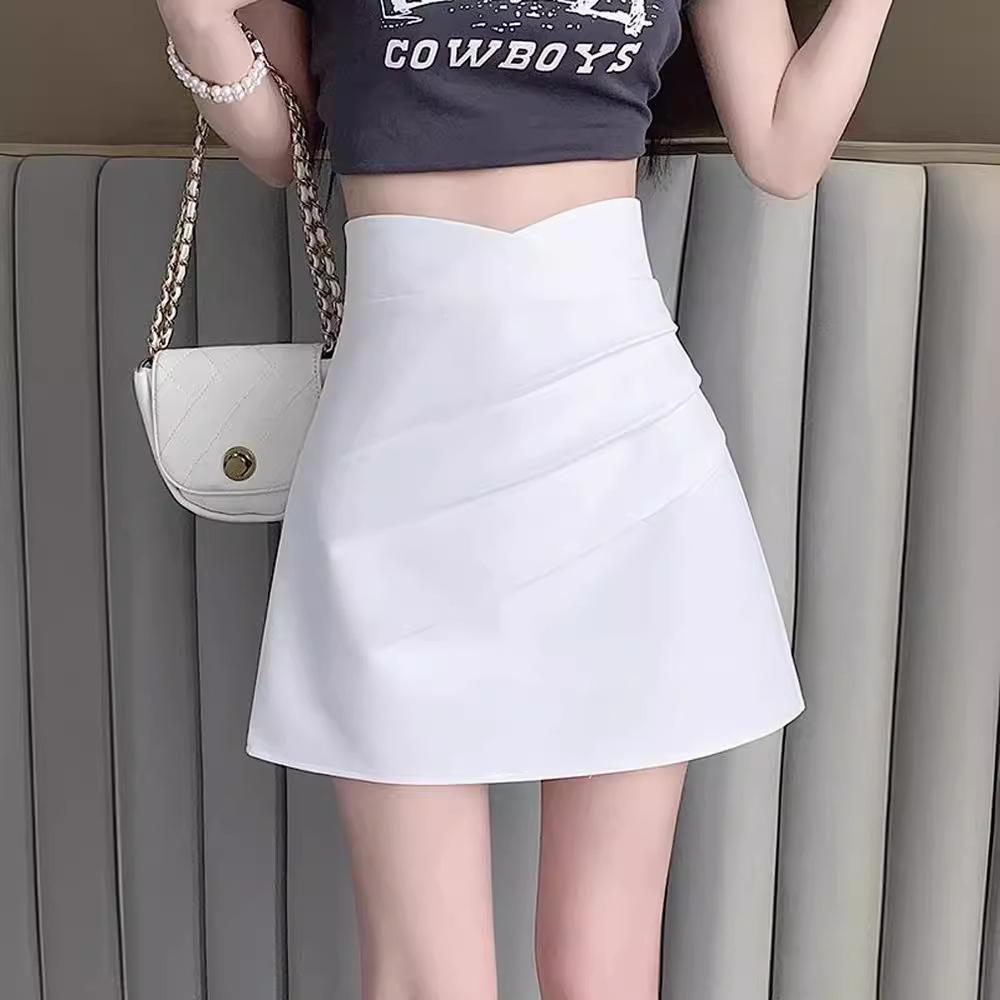 Женская юбка А-силуэта с завышенной талией и складками, весна-лето 2024 г. — облегающий крой, корейский стиль