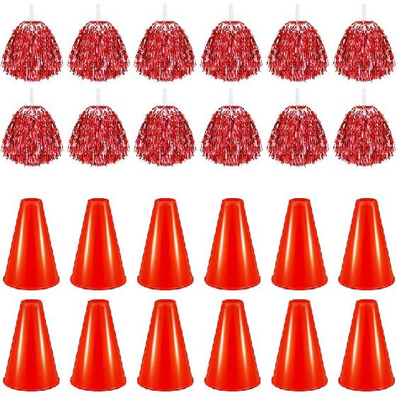 Sosation 24 штуки Мегафон для чирлидинга и помпоны для чирлидинга для создания шума, сувениры для вечеринок, спортивный мегафон для поддержки, помпоны для поддержки, танцы с мячом