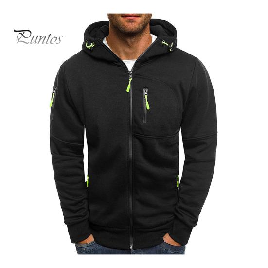 Мужская толстовка с капюшоном для фитнеса на весну и осень с карманами на молнии, кардиган на молнии, плотное однотонное повседневное пальто с эластичными манжетами и подолом, куртка для путешествий и работы