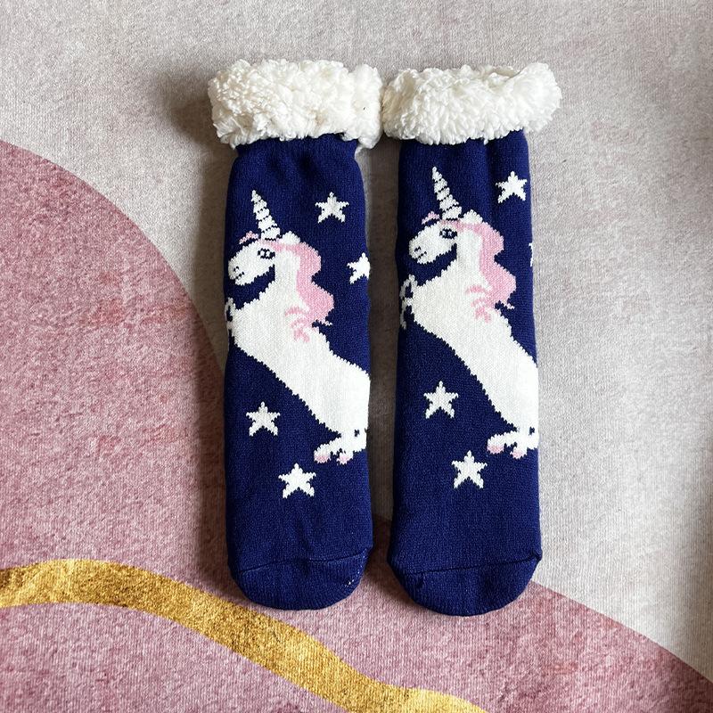 Thermal Fluffy Sock Women Panda Winter Warm Plush Non Slip Home Sleeping Soft Female Floor Grip Fuzzy Slipper Sock Short Funny