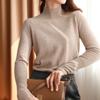 Autumn Long Sleeve Basic Simple Knitted Sweater Women Half High Collar Bottom Pullover Women's Sweaters Winter Slim Fit Casual Knitwear Tops 24979