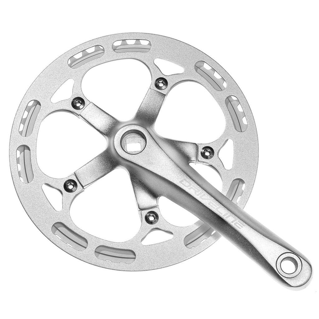 Driveline DXrace A-Type Crankset, Crank & Bash Guard/Chainring Guard for Bicycles, BCD 130mm [Officially Imported] (56T, Silver)