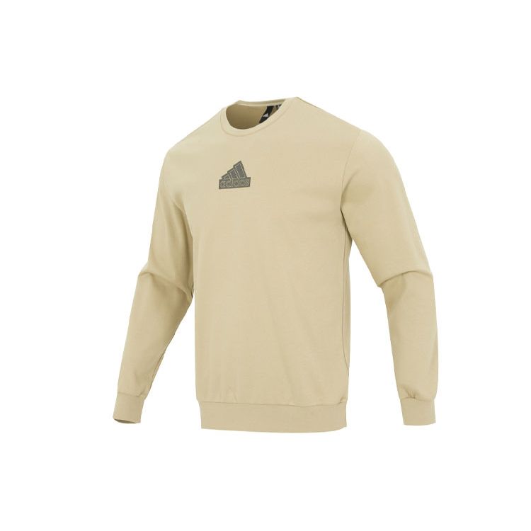 Adidas Однотонный логотип с круглым вырезом Толстовка мужская Топы Хаки IP4966