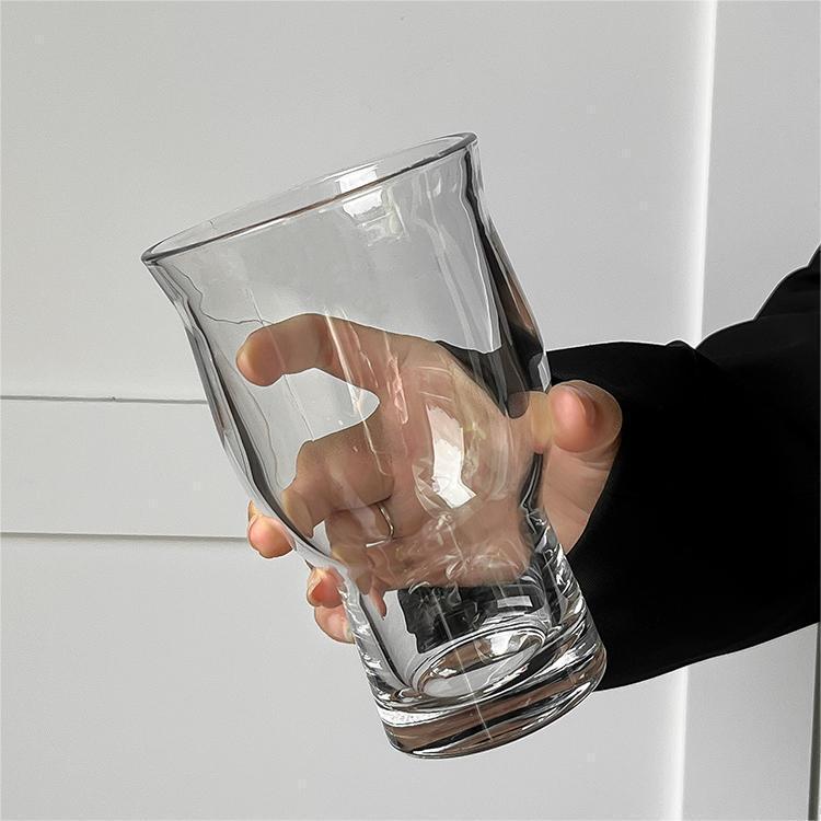 Wide Mouth Glass Cup, Multipurpose Transparent Glass for Coffee, Juice, Beer, Water, American Style Daily Drinking Tumbler