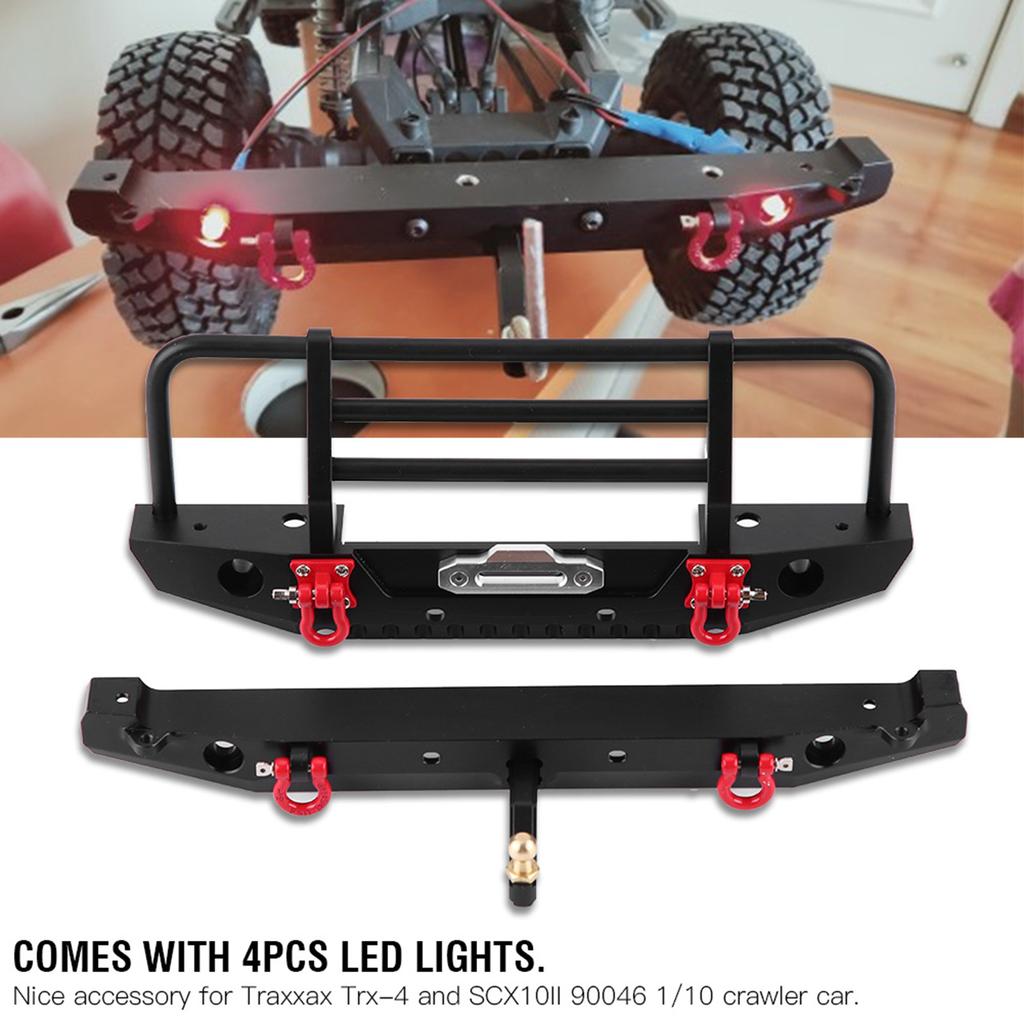 Metal FrontRear Bumper with LED Lights for Traxxax Trx4 for SCX10II 90046 110 RC Car