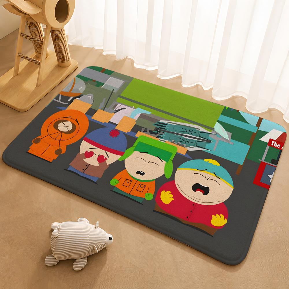 S-South Cartoon Park Floor Mat Floor Mat Soft Flannel Non-Slip Door Rug for Living Room