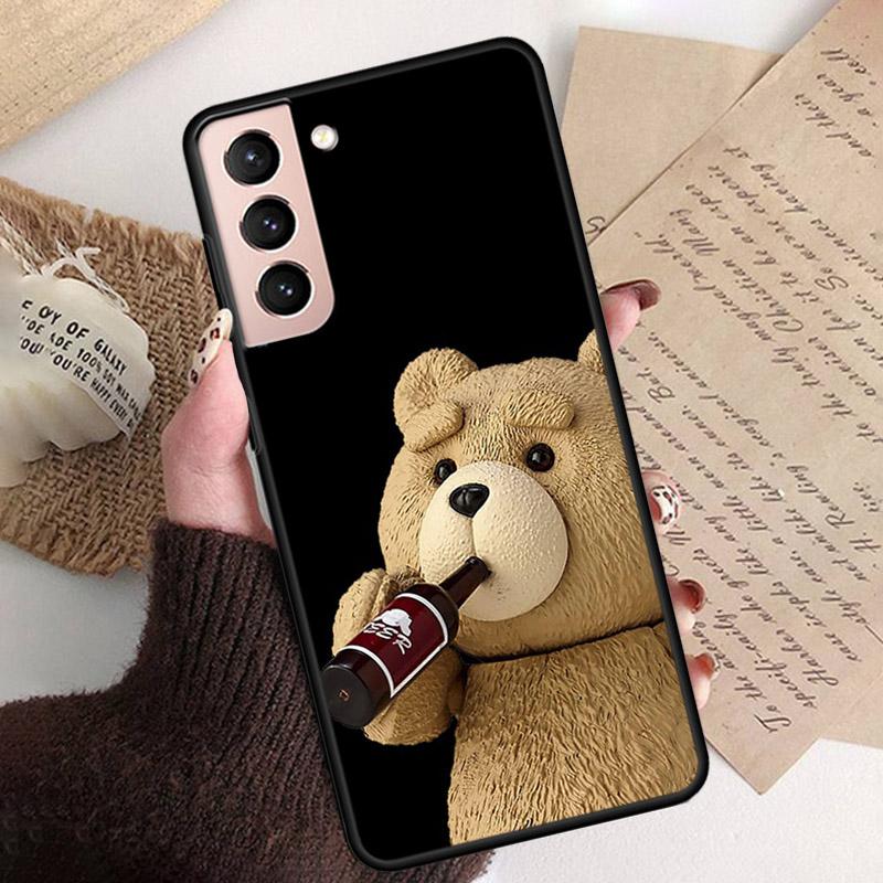 Phone Case for Samsung S26 S25 S24 S23 S22 Ultra S23 S22 S25 Plus S24 FE S26Edge Cartoon Teddy Bear Beer Phone Capa