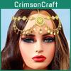 Elegant Simulation Gemstone Decor Women Golden Headpiece With Tassel Design For Travel And Gift