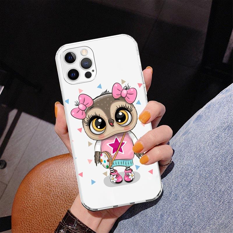 Милый чехол для телефона с совой и сердцами для влюбленных для Iphone 17 Air 16 11 12 13 Mini 14 Plus 15 Pro Max 7 8E SE 2020 16ProMax Чехол для телефона Coque 1