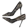 Fashion Women Fashion Sexy Pumps High Heels Shoes Female Sexy Wedding Shoes Ladies Stiletto Women New Pointed Toe Mesh Hollow Lace Heels