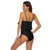 Women Swimsuit Strapless Ruffle One Piece Swimsuit Tummy Control Bandeau Swimwear Slimming Bathing Suit