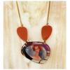 [R4313] - Handmade Necklace 'Mistinguette' Purple Orange (Modigliani) - 8x6cm