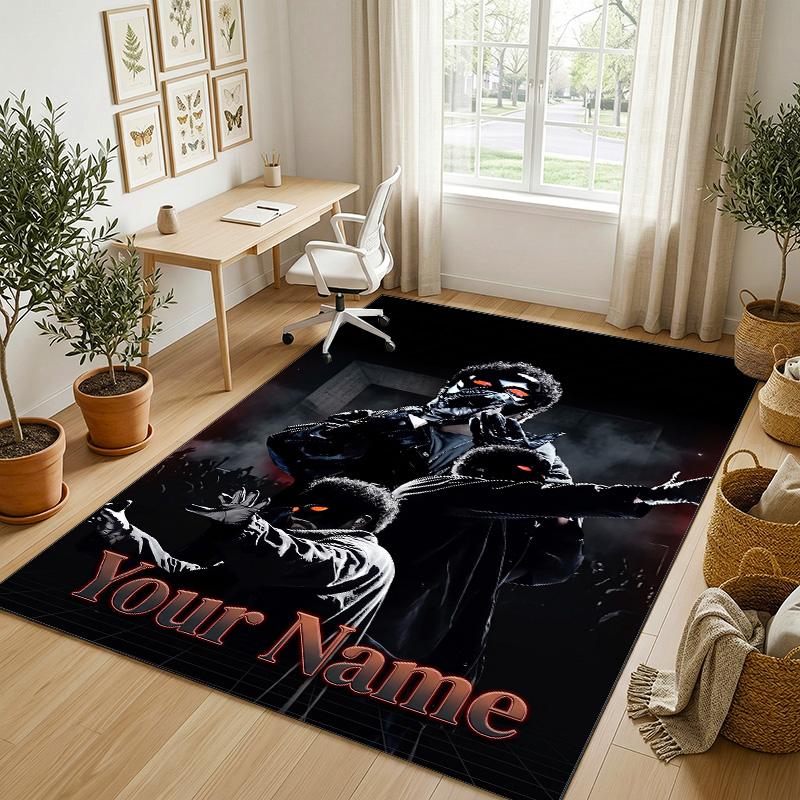 Personalized Crystal Velvet Carpet,The Weeknd Custom Printed Name, Plush Area Rug For Home Indoor Decor