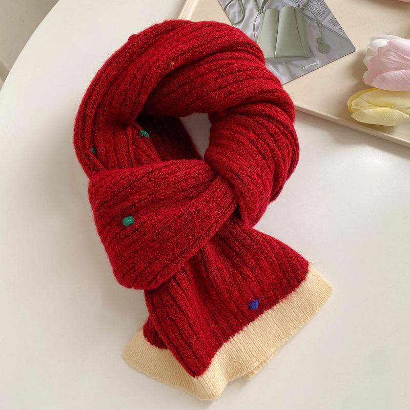 Wool Knitted Wool Scarf Winter Girls New High-end Versatile Scarf Neck Protection Beige