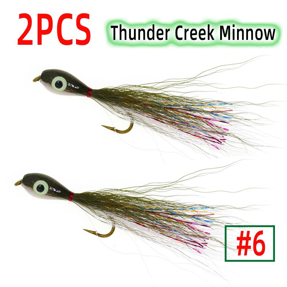 2 шт. приманка для ловли рыбы Thunder Creek Minnow Fly, светящиеся стримеры Bucktail 3D, рыбий глаз, мелкая рыбка, смолт, морская форель, окунь, щука, приманка для ловли рыбы