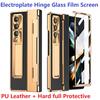 Plating Phone Case for Samsung Galaxy Z Fold 4 3 Fold3 Fold 5 Leather Case Glass Film Screen Hinge Hard Protection Cover
