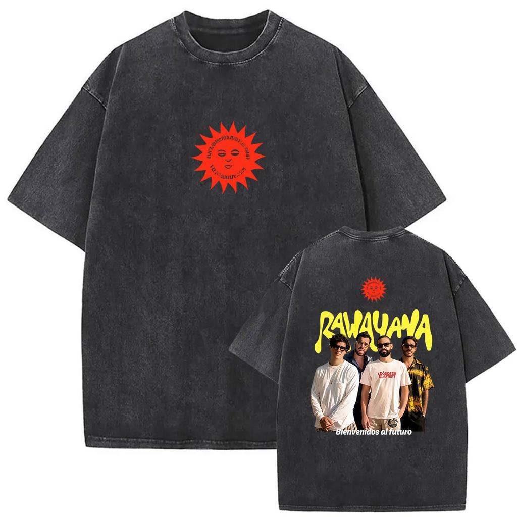 Vintage Washed Rawayana Donde Es El After Album Print TShirt Men Women Hip Hop Pop Music Short Sleeve T Shirt Streetwear