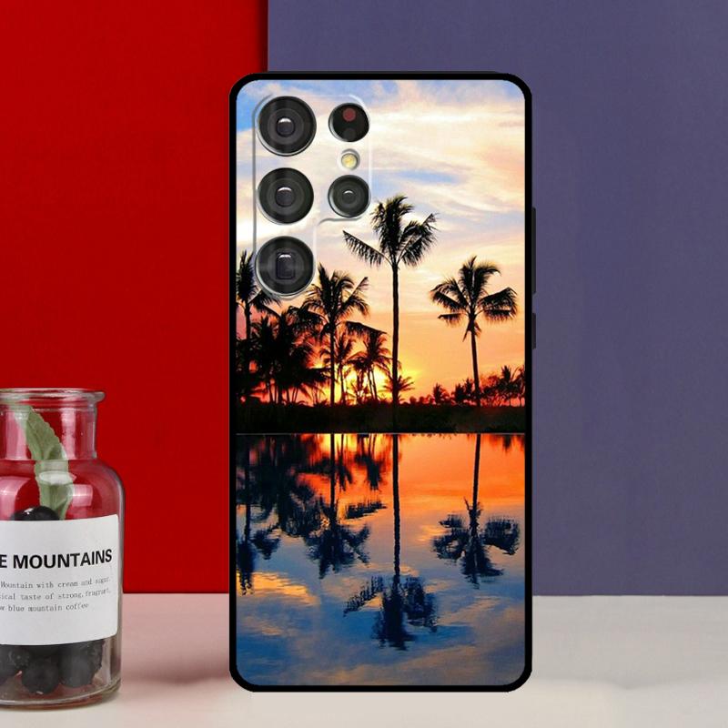 Закат пальмы Чехол-футляр Для Samsung Galaxy S25 Ultra S9 S10 S20 S21 FE S22 S23 Plus S24 Ultra Чехол для телефона
