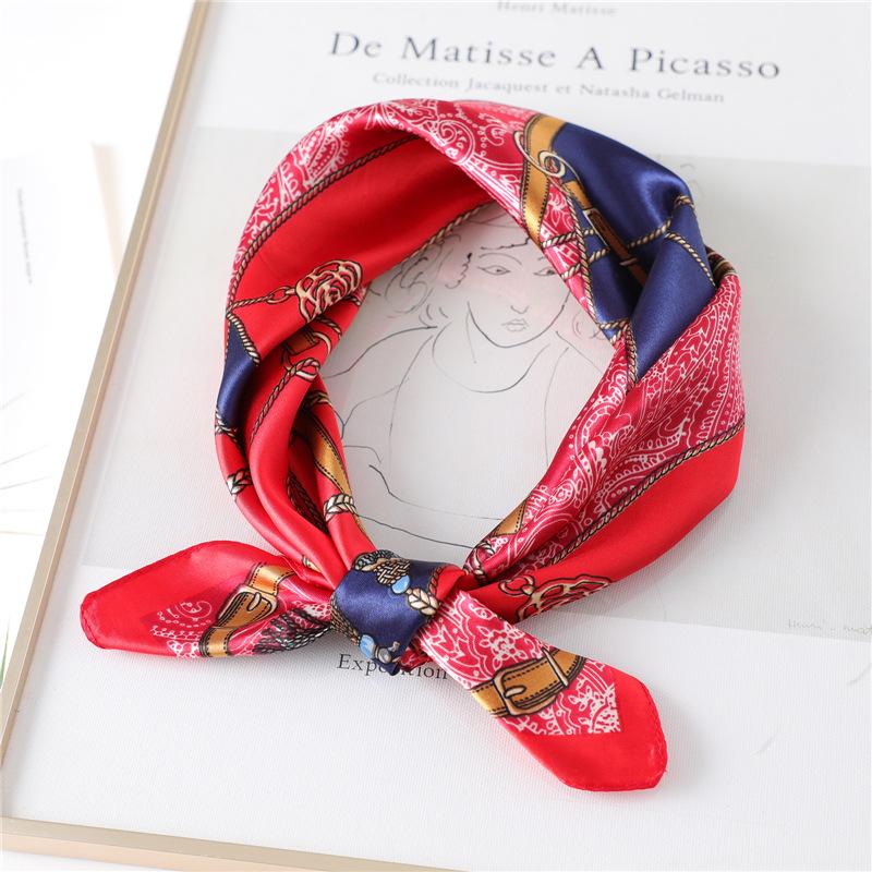 60cm Women'S New Versatile Simulated Silk Neck Protection Sunscreen Small Square Scarf Professional Scarf Headscarf