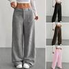 Женские брюки с низкой посадкой, на молнии и пуговице, прямые широкие длинные брюки с карманами, однотонные рубчатые брюки для отдыха