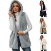 Women's Autumn/Winter Solid Colour Hooded Fleece Warm Canvas Waistcoat