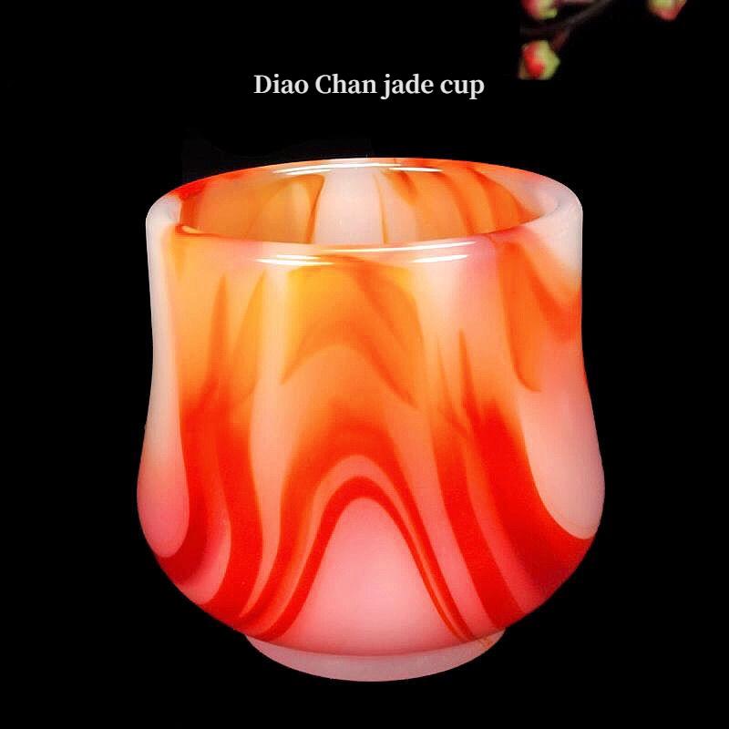 Изумрудная чашка для вина Бокал для чая Кунг-фу Чайный сервиз для здоровья Высококачественный нефритовый набор из натурального нефрита Нефритовая посуда Чай в китайском стиле