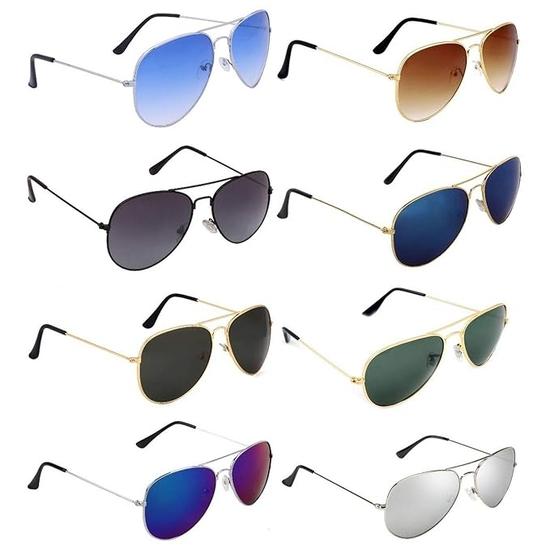 Мужские и женские солнцезащитные очки Dervin Aviator Combo (Пестроткано) - Пакет из 8