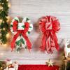 Christmas Tree Topper Bow Striped Print Xmas Wreath Gift Bow Christmas Home Indoor Outdoor Decoration
