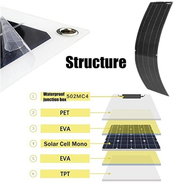 Solar Panel 50W/100W Monocrystalline Flexible Solar Panel Kit Battery Charger System