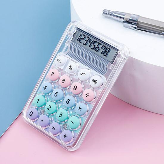 Мини-калькулятор ярких цветов, 8 цифр, большой ЖК-дисплей, большая круглая кнопка, портативный портативный калькулятор для студенческого экзамена, учебы, офисной работы