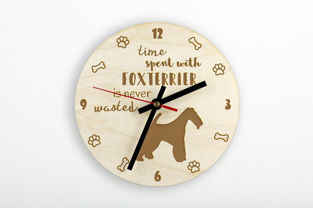 Fox Terrier Wire - clock with dog, wooden clock with engraving, personalised clock by Art-Dog