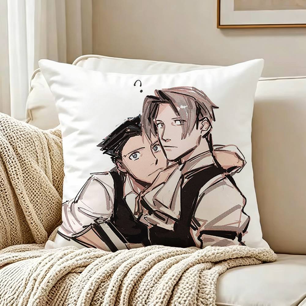 PPhoenix Wright Miles EEdgeworth Pillow Case Living Room Sofa Cushion Cover Suitable For Home Bedroom Room Decoration