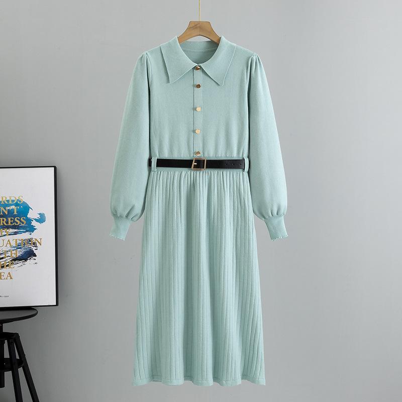 Spring New Women's Knitwear Solid Color Slim Fit Fashion All Match Dress