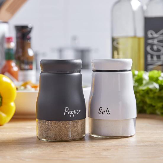 2 шт., 120 мл, шейкер для соли и перца из нержавеющей стали, прозрачное стекло, большая емкость, многоразовый дозатор для приправ, контейнер для бутылок для специй, кухонные гаджеты