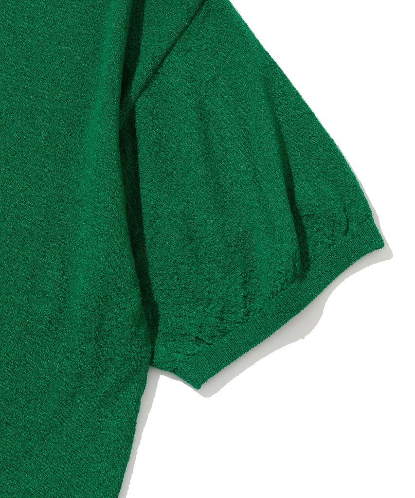 KNITTED Cool Summer Essential Round Short Sleeve Knit Tee Green