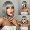 Eaton Medium Straight Women Alan Synthetic Wigs High Temperature Hair With Fringebangs Mix Green Black Bobo Lolita Cosplay Wig