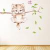 Lovely Kitten On Tree Branch Wall Stickers Home Diy Cartoon Cat Animals Mural Kids Room PVC Decals