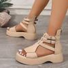 Fashion Female Shoes On Sale 2024 Fashion Zipper Women's Sandals Summer Solid Open Toe Outdoor Platform Casual Beach Large Size Sandals
