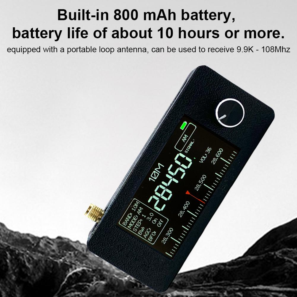 Радиоприемник HF SW MW VHF с кольцевой антенной SI4732 0,5-108 МГц Карманное мини-радио LSB USB AM FM FM/AM радио 1,9-дюймовый IPS-экран