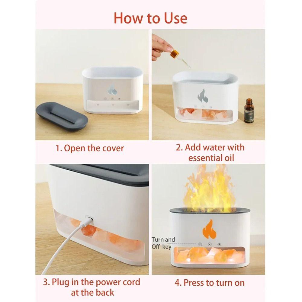 Пламя Арома Кристалл Соляной Камень Лампа Огонь Имитация Вулкана Увлажнитель Воздуха Пламя Увлажнитель Офис