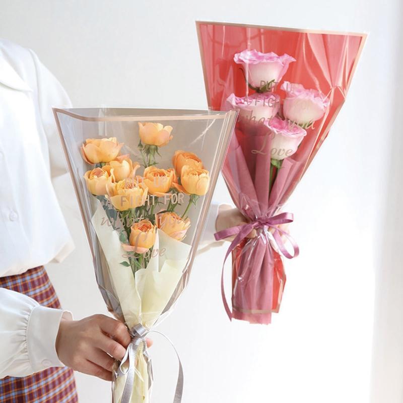 50 шт. упаковочная бумага для букета роз цветы прозрачный полиэтиленовый упаковочный материал для подарков на свадьбу флористические принадлежности